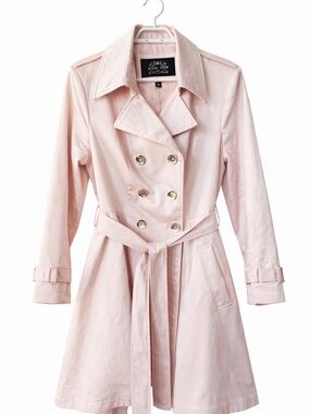 Blanc Noir Women's Blush Pink Double-Breasted Trench Coat